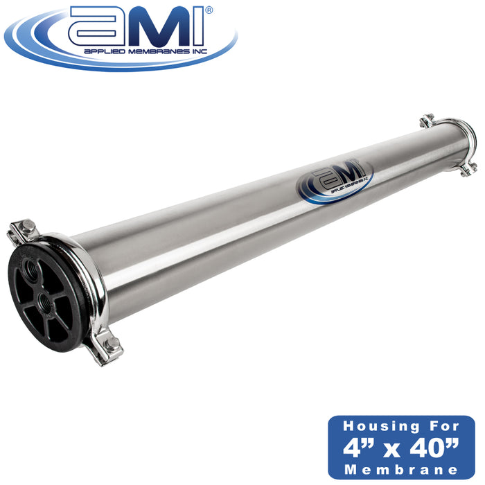 AMI 4" x 40" Membrane Housing | 304SS | 300 psi | 1/2" x 1/2" Ports | Stainless Steel Pressure Vessel