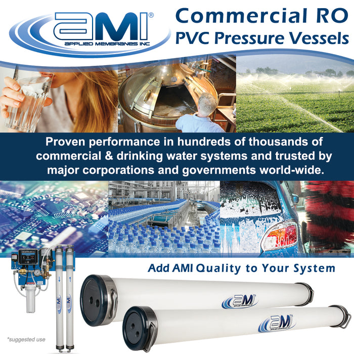 Ozmosis RO Membrane Housing Pressure Vessel – 4x40 Stainless Steel, 3/4 X 1/2 Ports