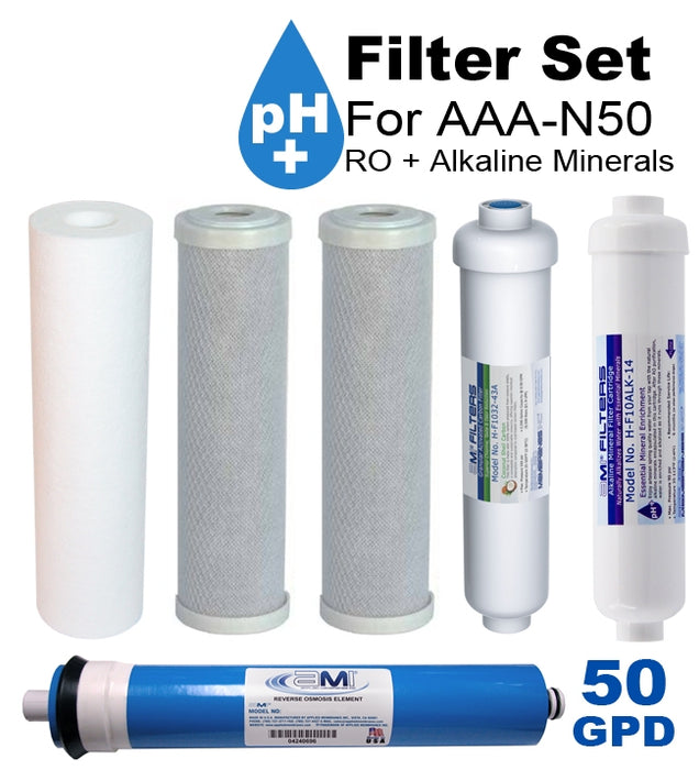 Replacement Filter & Membrane Kit for 50 GPD RO + Alkaline  | Annual Service Pack