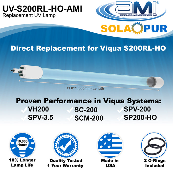 S200RL-HO Replacement UV Lamp for VIQUA VH200, SC-200, SPV-200