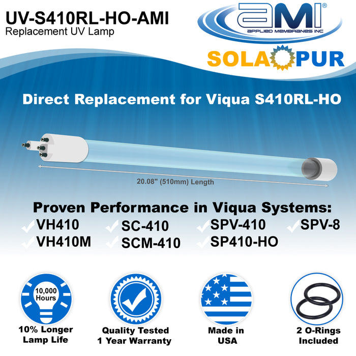 S410RL-HO Replacement UV Lamp for VIQUA VH410, VH410M, SC-410, SPV-410