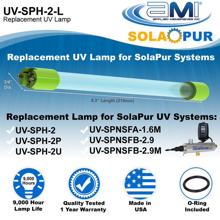 UV Lamp Replacement for Solapur UV-SPH-2 Ultraviolet Water Treatment Systems