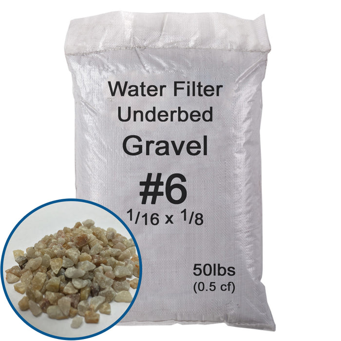 Filter Underbed Gravel for Water Filtration | #6 Size 1/8" x 1/16" Gravel for Media Filter Underbedding | 50#, 0.5 cu.ft.